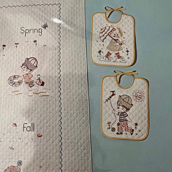 Bucilla Creative Needlepoint Set of 2 Large Quilted Bibs Kit #1848 New - Picture 3 of 12